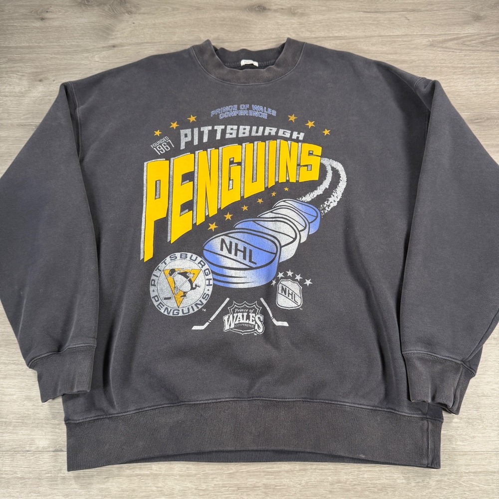 Vintage Hockey Pittsburgh Penguins Sweatshirt Modern Retro Faded Distressed NHL